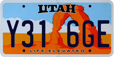 UT license plate Y316GE