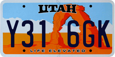 UT license plate Y316GK