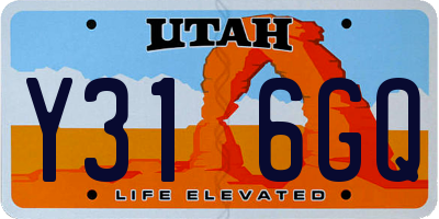 UT license plate Y316GQ