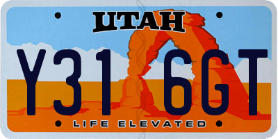UT license plate Y316GT