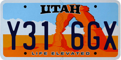 UT license plate Y316GX