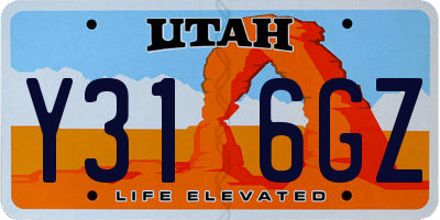 UT license plate Y316GZ