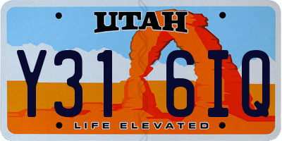 UT license plate Y316IQ