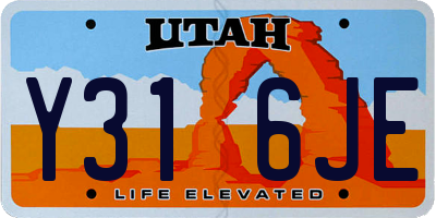 UT license plate Y316JE