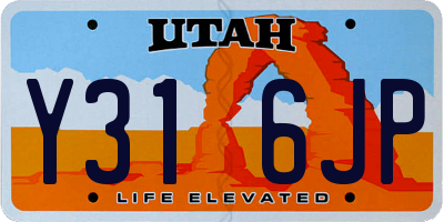 UT license plate Y316JP