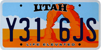 UT license plate Y316JS