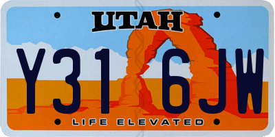 UT license plate Y316JW