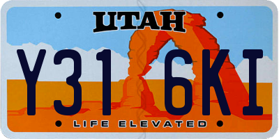 UT license plate Y316KI