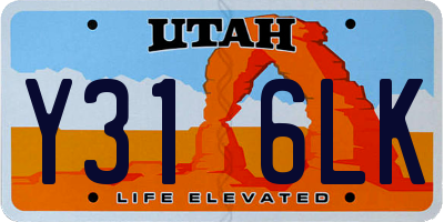 UT license plate Y316LK