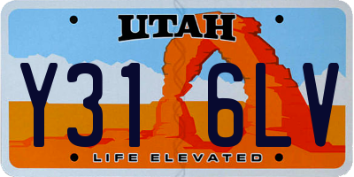 UT license plate Y316LV