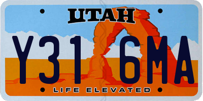 UT license plate Y316MA