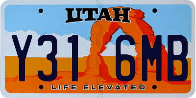 UT license plate Y316MB