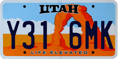 UT license plate Y316MK