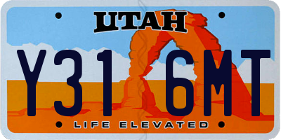 UT license plate Y316MT