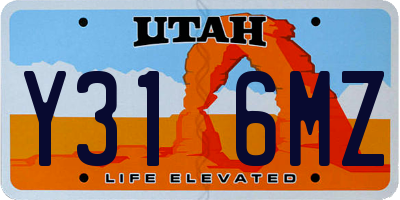 UT license plate Y316MZ