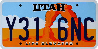 UT license plate Y316NC