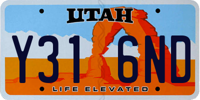UT license plate Y316ND