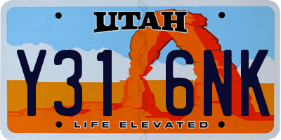 UT license plate Y316NK