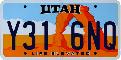 UT license plate Y316NQ