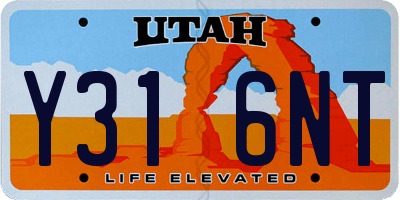 UT license plate Y316NT
