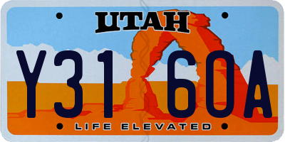 UT license plate Y316OA