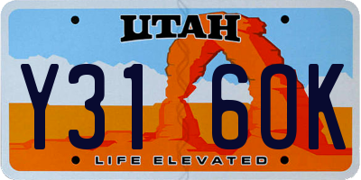 UT license plate Y316OK