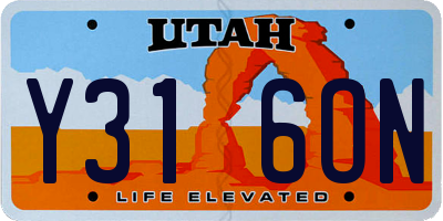 UT license plate Y316ON
