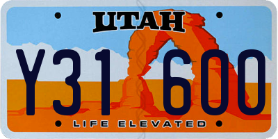 UT license plate Y316OO