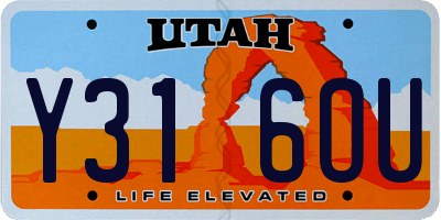 UT license plate Y316OU