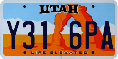 UT license plate Y316PA