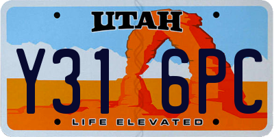 UT license plate Y316PC