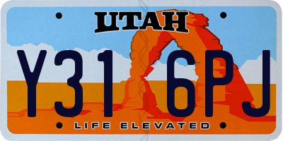 UT license plate Y316PJ