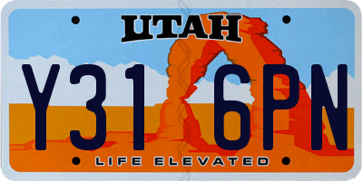 UT license plate Y316PN