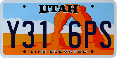 UT license plate Y316PS