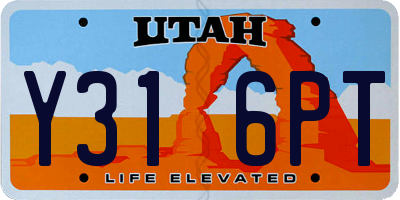 UT license plate Y316PT