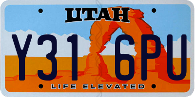 UT license plate Y316PU