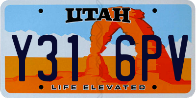 UT license plate Y316PV