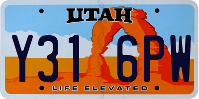 UT license plate Y316PW