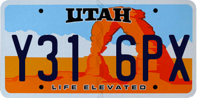 UT license plate Y316PX