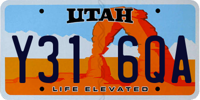 UT license plate Y316QA
