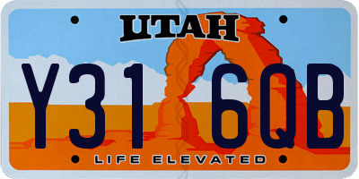 UT license plate Y316QB