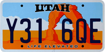 UT license plate Y316QE