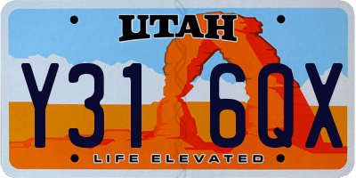 UT license plate Y316QX