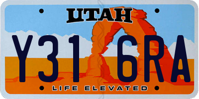 UT license plate Y316RA