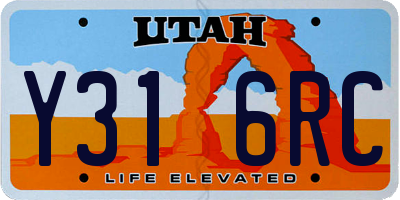 UT license plate Y316RC