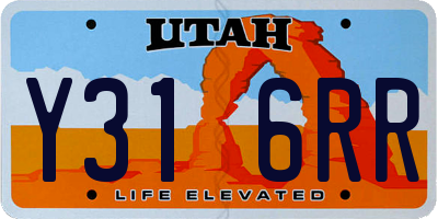 UT license plate Y316RR