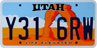 UT license plate Y316RW