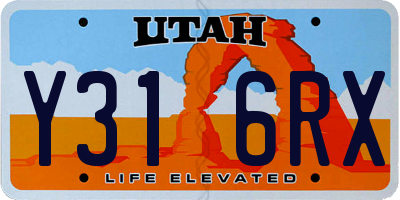UT license plate Y316RX