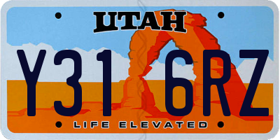 UT license plate Y316RZ