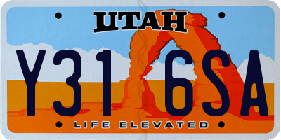 UT license plate Y316SA